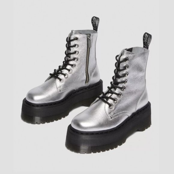 DR. MARTENS JADON MAX PLATFORM METALLIC BOOTS MSRP $280 SOFT & RICH Leather - Picture 15 of 16